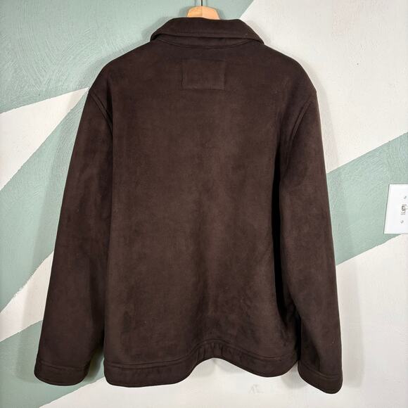 Perry Ellis Winter Jacket Men's Large Brown Faux Suede Faux Fur Lining Full Zip - Picture 11 of 11